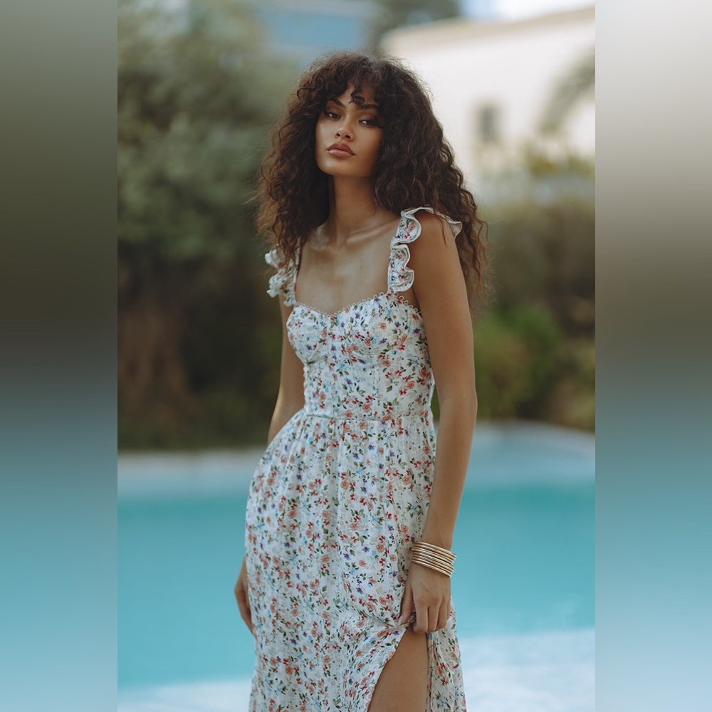 Astr Floral Print Mini Dress with Ruffle Details